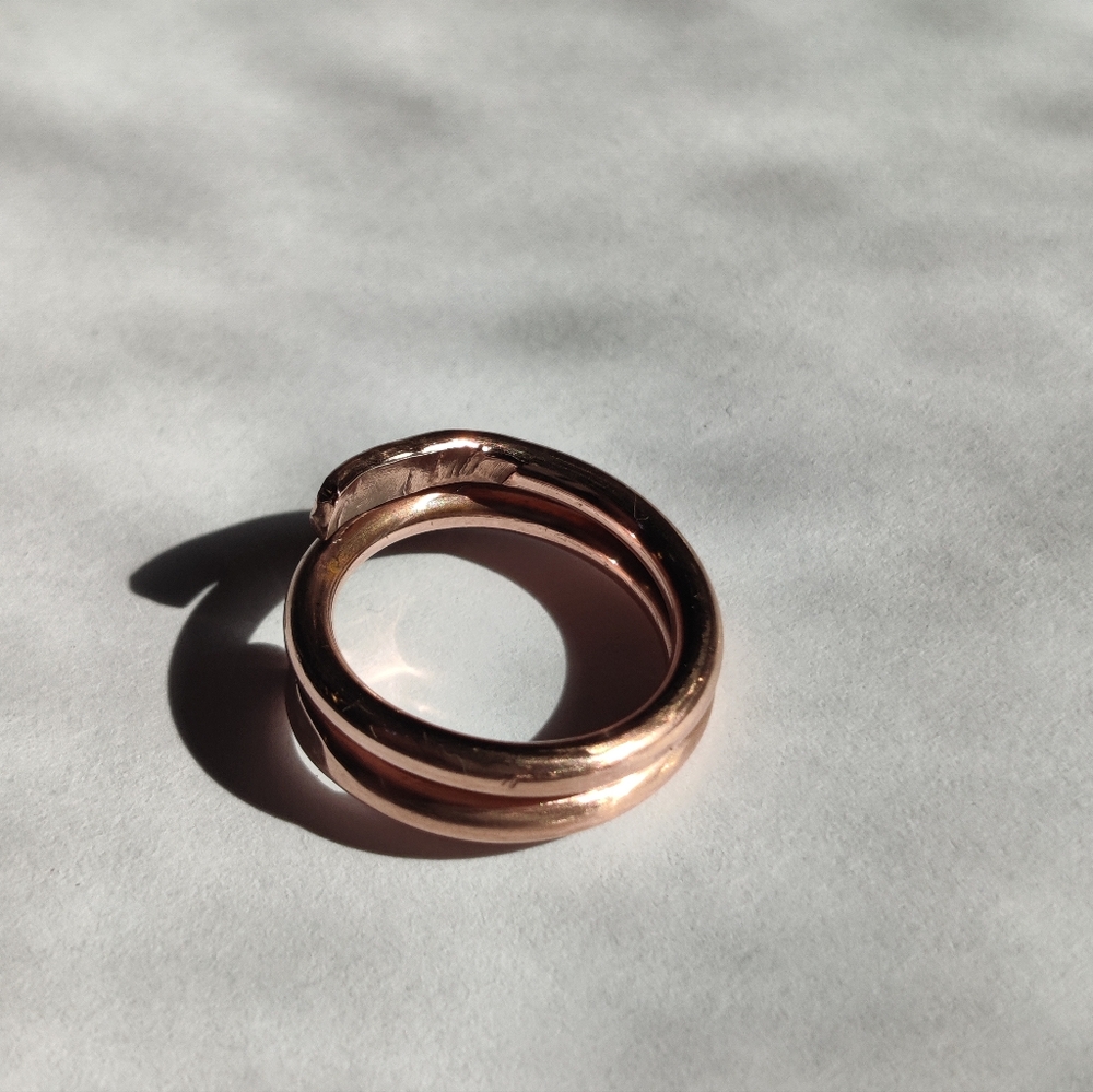 Simple Wrapped Copper Ring W/ Hammered Ends - Picture 6 of 8